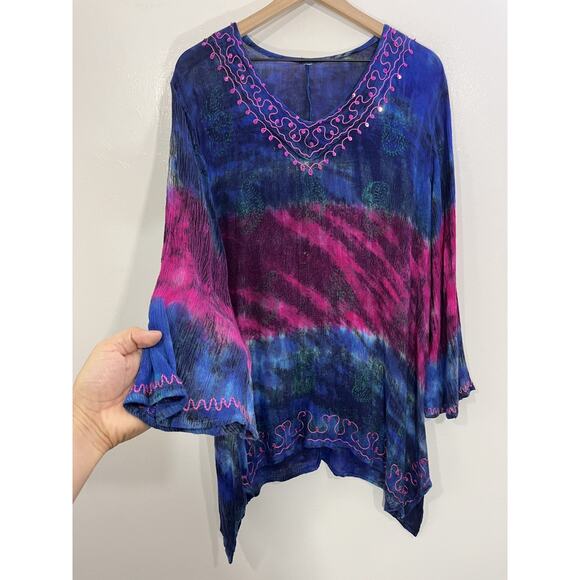 Bohemian Witchy Goblincore Top XL Hippie Festival Gypsy Renaissance Earthy - Picture 1 of 9